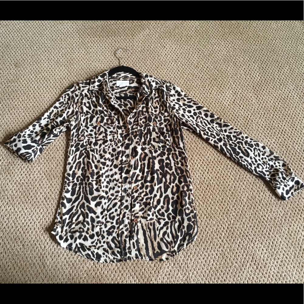 Ralph Lauren leopard button-up blouse, XS